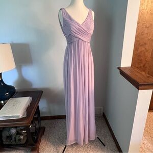 David's Bridal Lavender Sleeveless Wrap-Front Maxi Dress